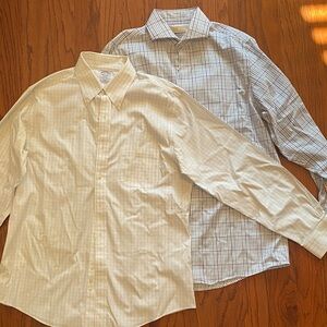 Michael Kors Men's White and Blue and White striped Brooks Brothers Dress Shirts